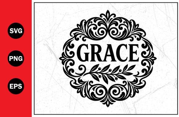 Grace Christian Decorative Leaf: A Versatile Graphics Asset for T-Shirt Designs