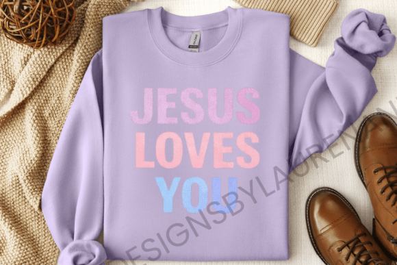 Jesus Loves You Cotton Candy Color Graphics for T-Shirts