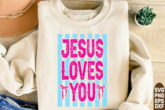 Jesus Loves You PNG, Retro Christian Graphics for T-Shirt Designs