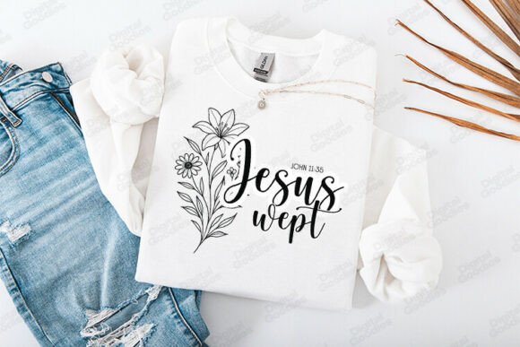 Jesus Wept Floral Faith Typography for T-Shirt Designs